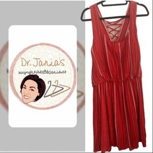 Red dress with stripes in a flattering way